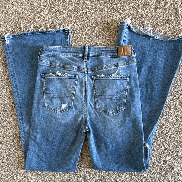 American Eagle Outfitters Denim - American Eagle Outfitters Stretch Flare Light Blue Jeans with distressing